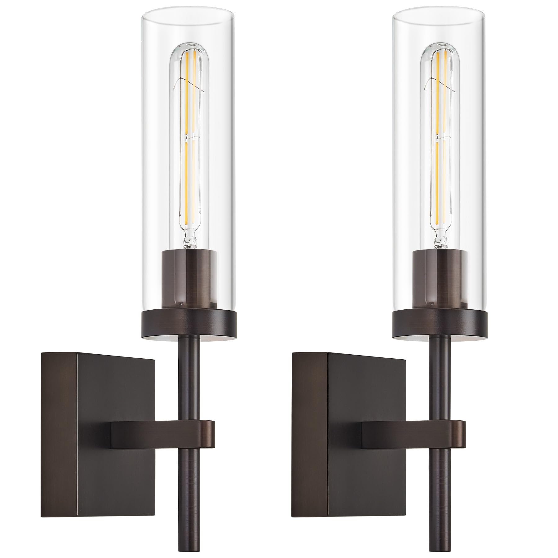 SANTOSTOCK oil-rubbed bronze wall sconce pair for wireless indoor lighting