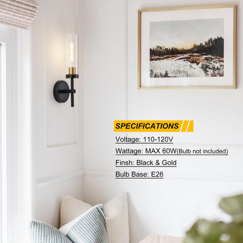 SANTOSTOCK two-pack wall lights mounted above a mirror.