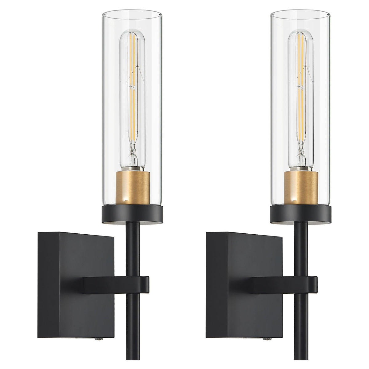 SANTOSTOCK wireless wall sconce front view lit with warm 3000K light.