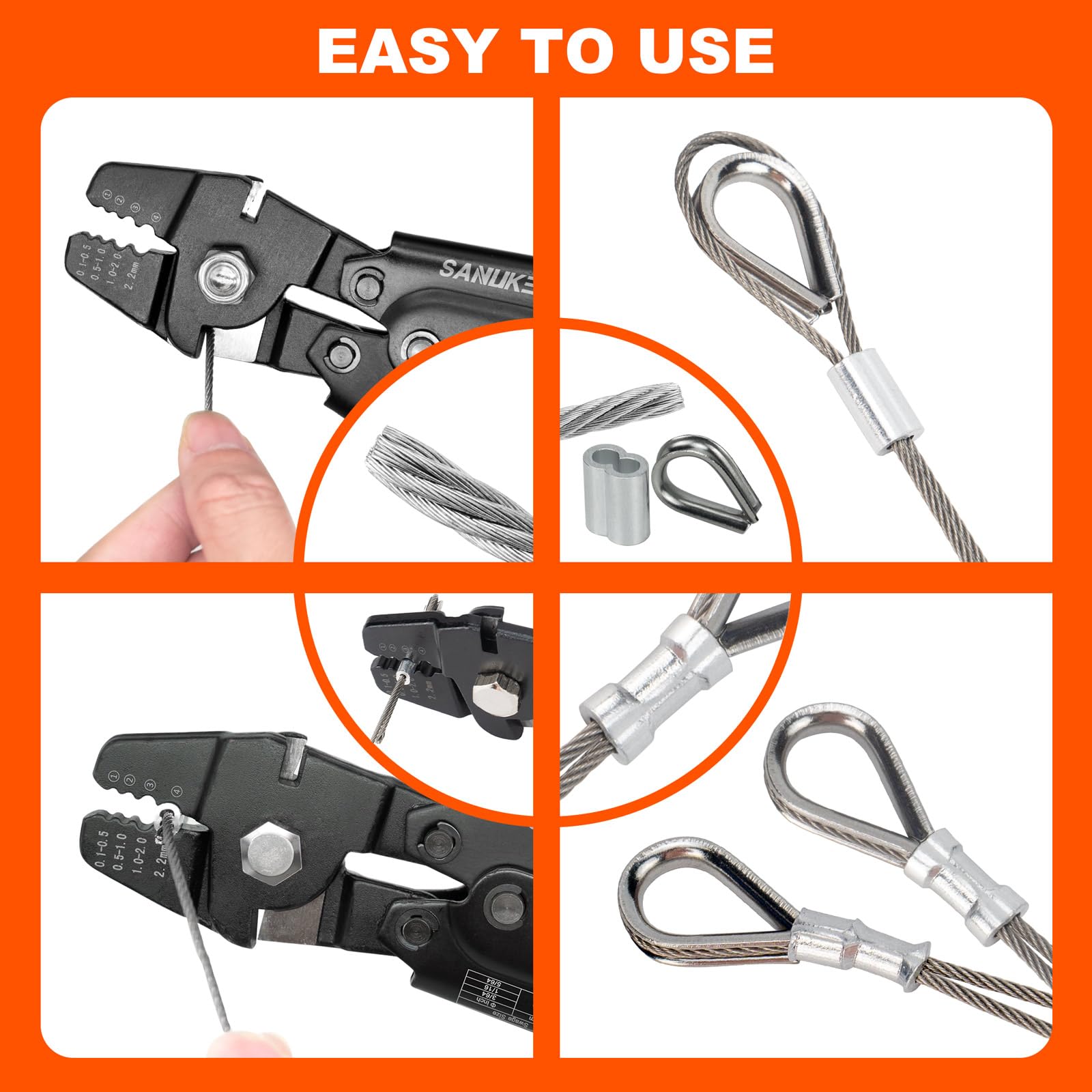 Sanuke crimp tool settings covering small to large diameters