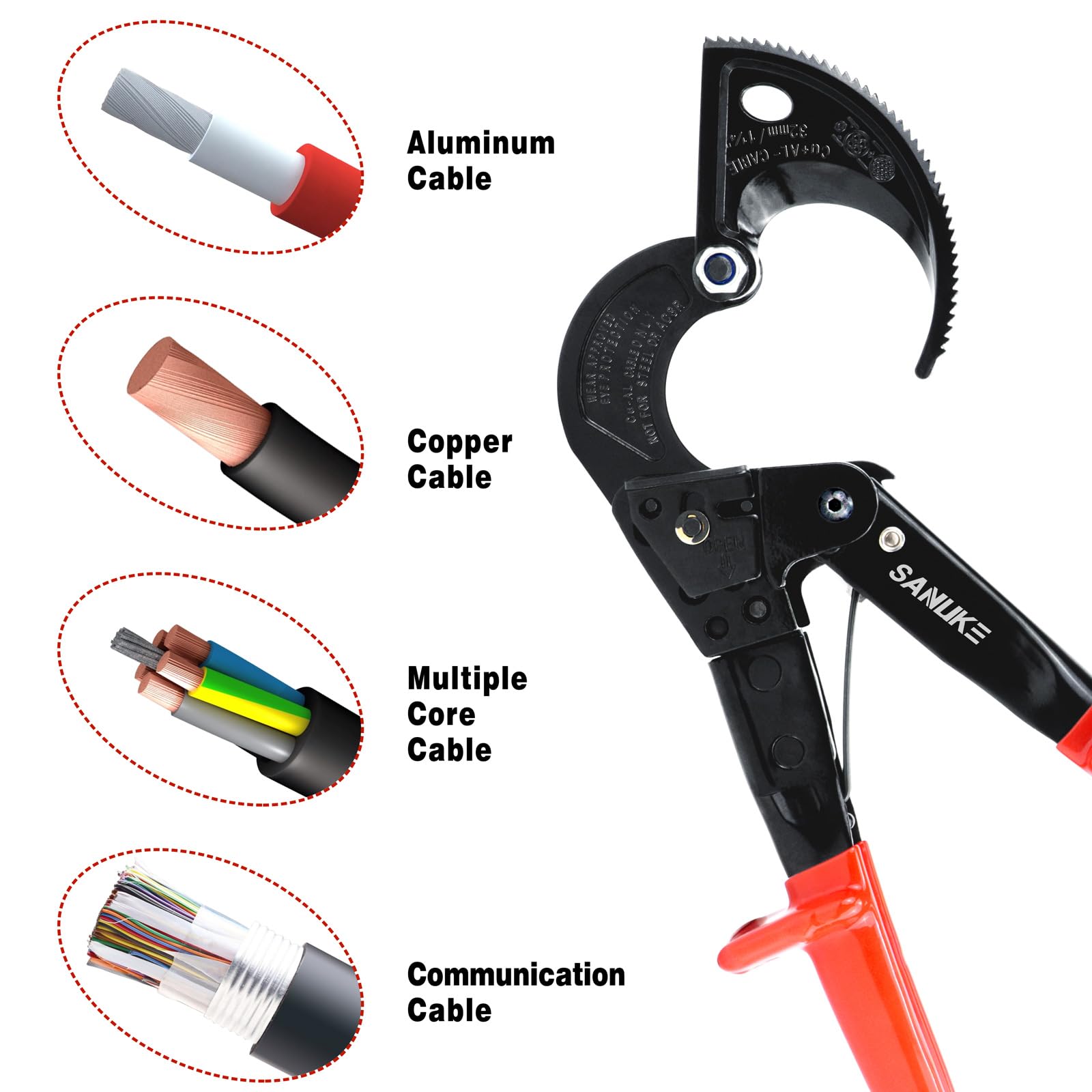 Heat-treated carbon steel jaw on the Sanuke cutter for lasting durability
