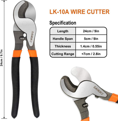Sanuke rotating dies crimp tool with multiple size options for versatile wiring.