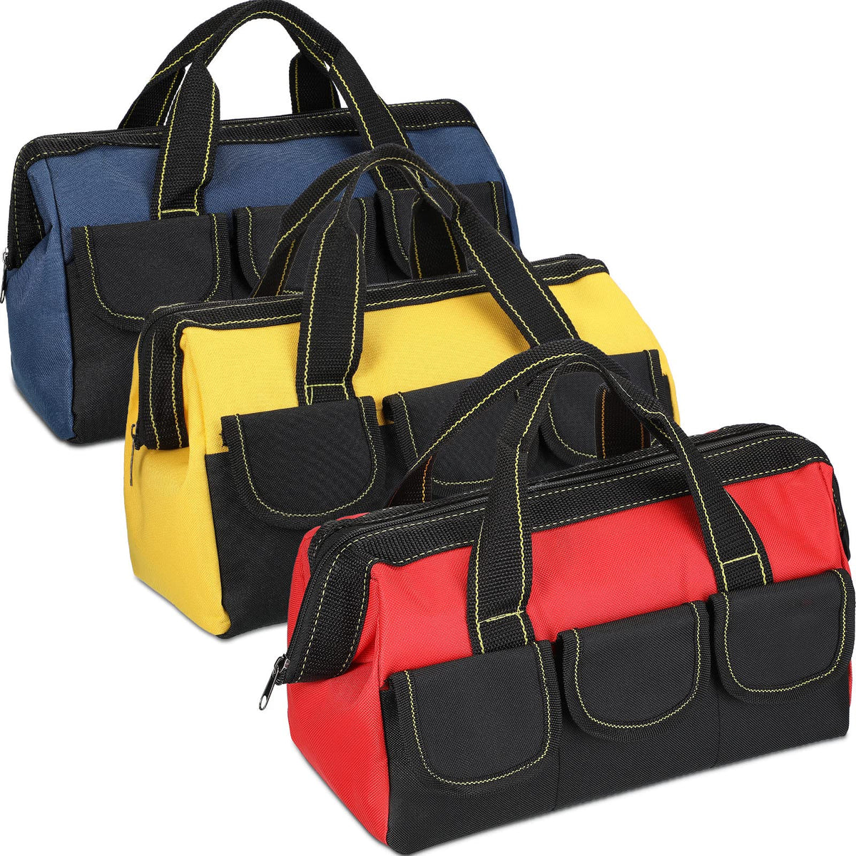 Sanwuta blue 13-inch tool bag with wide mouth for quick tool access