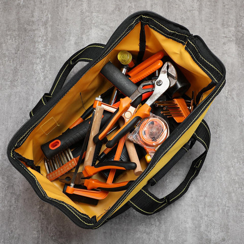 Sanwuta tool bag with eight side pockets for organized storage