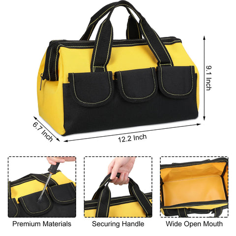 Sanwuta yellow 13-inch tool bag with wide mouth for fast access