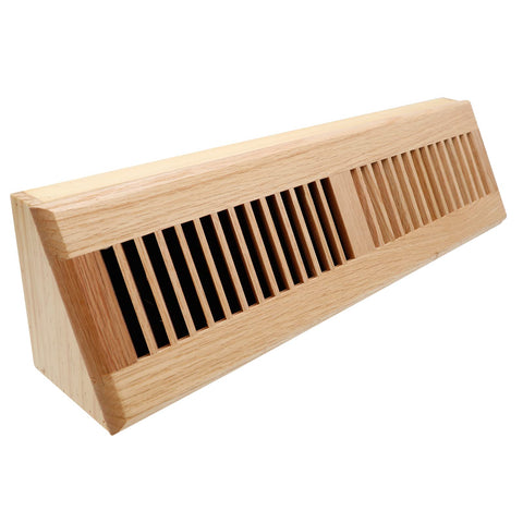 SANYCASA Red Oak Baseboard Register front view shows louvers for efficient airflow and style.