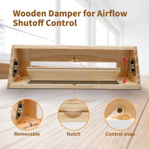 SANYCASA Red Oak Baseboard Register wood damper enables adjustable airflow control.