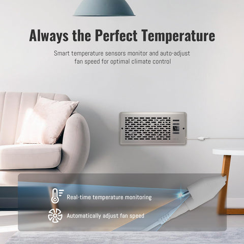 SANYCASA booster fan installed in a bedroom for whisper quiet comfort