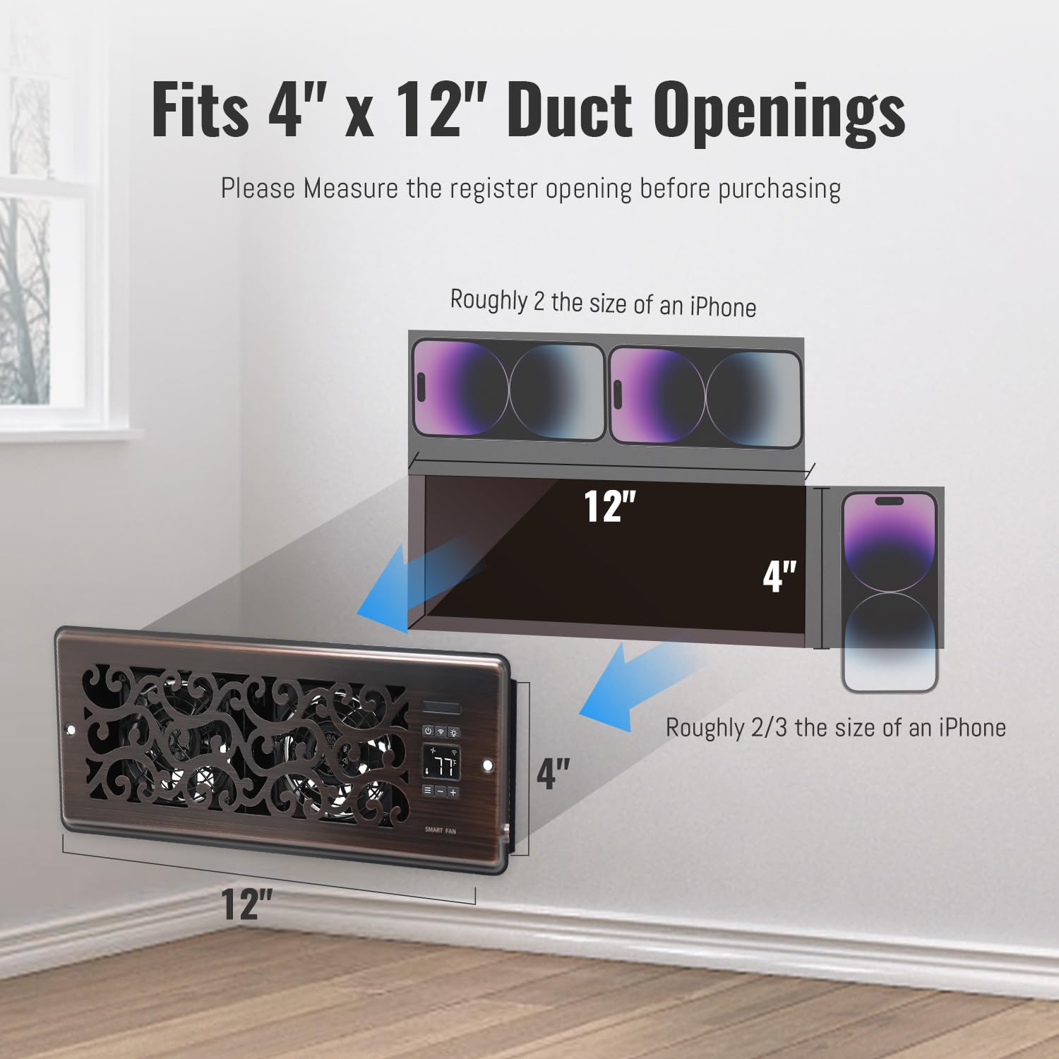 SANYCASA register booster fan wall-mount installation demonstrates easy setup and space saving.