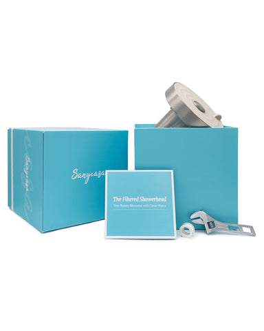 SANYCASA packaging shows included replacement filter for easy maintenance.