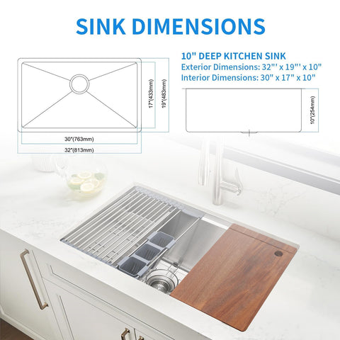 SANYCASA sink with thick silicone pads reducing noise during washing.
