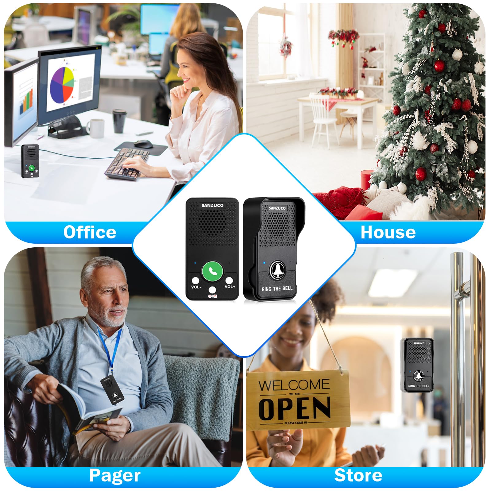 SANZUCO rechargeable battery status prompts on the doorbell