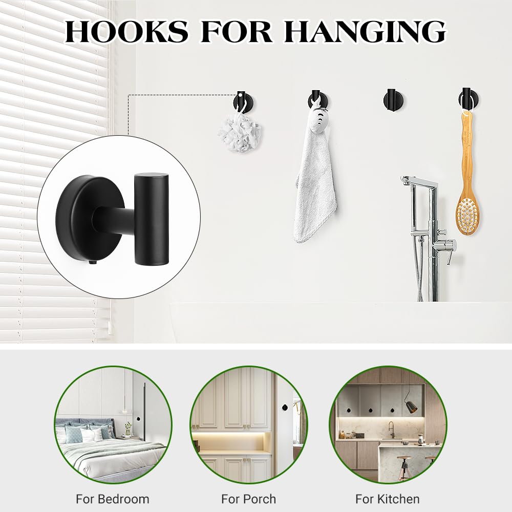 SAOCOOL matte black robe hook simplifies hanging robes and towels.
