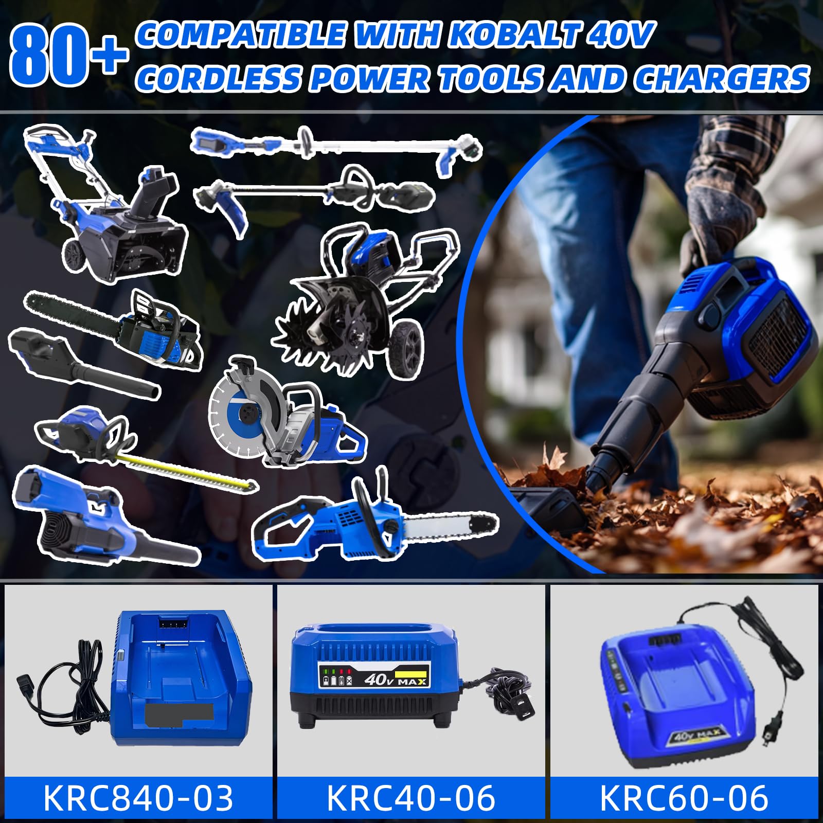 SAPBJ Kobalt 40V battery in use powers lawn care and trimming tasks