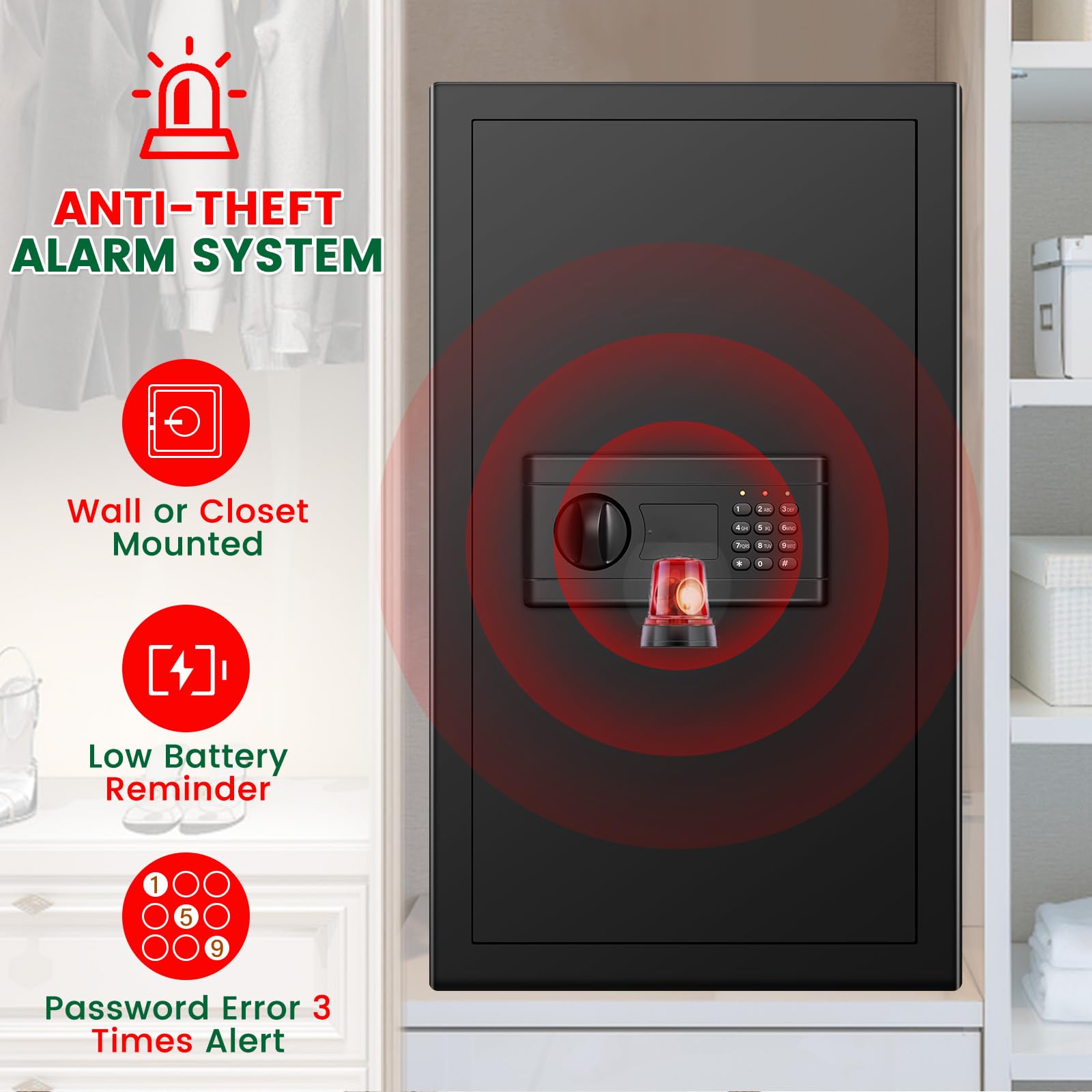 Sapekity safe box wall or floor mounting holes enable discreet installation