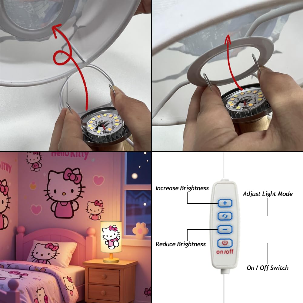 Sapouni Kitty lamp displaying three color options for different moods.