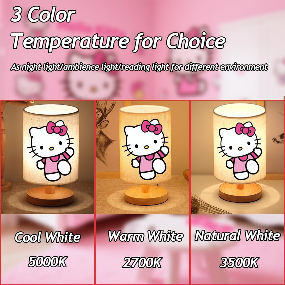 Sapouni Kitty lamp linen shade diffuse light for cozy ambience.