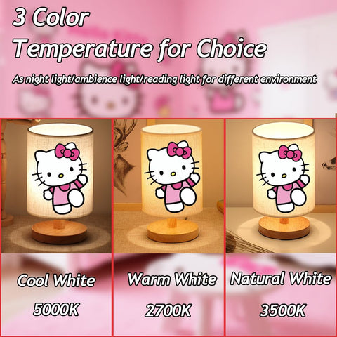 Sapouni Kitty lamp linen shade diffuse light for cozy ambience.