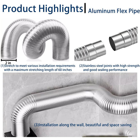 SARANICE 2-inch aluminum pipe extended to fit flexible routing