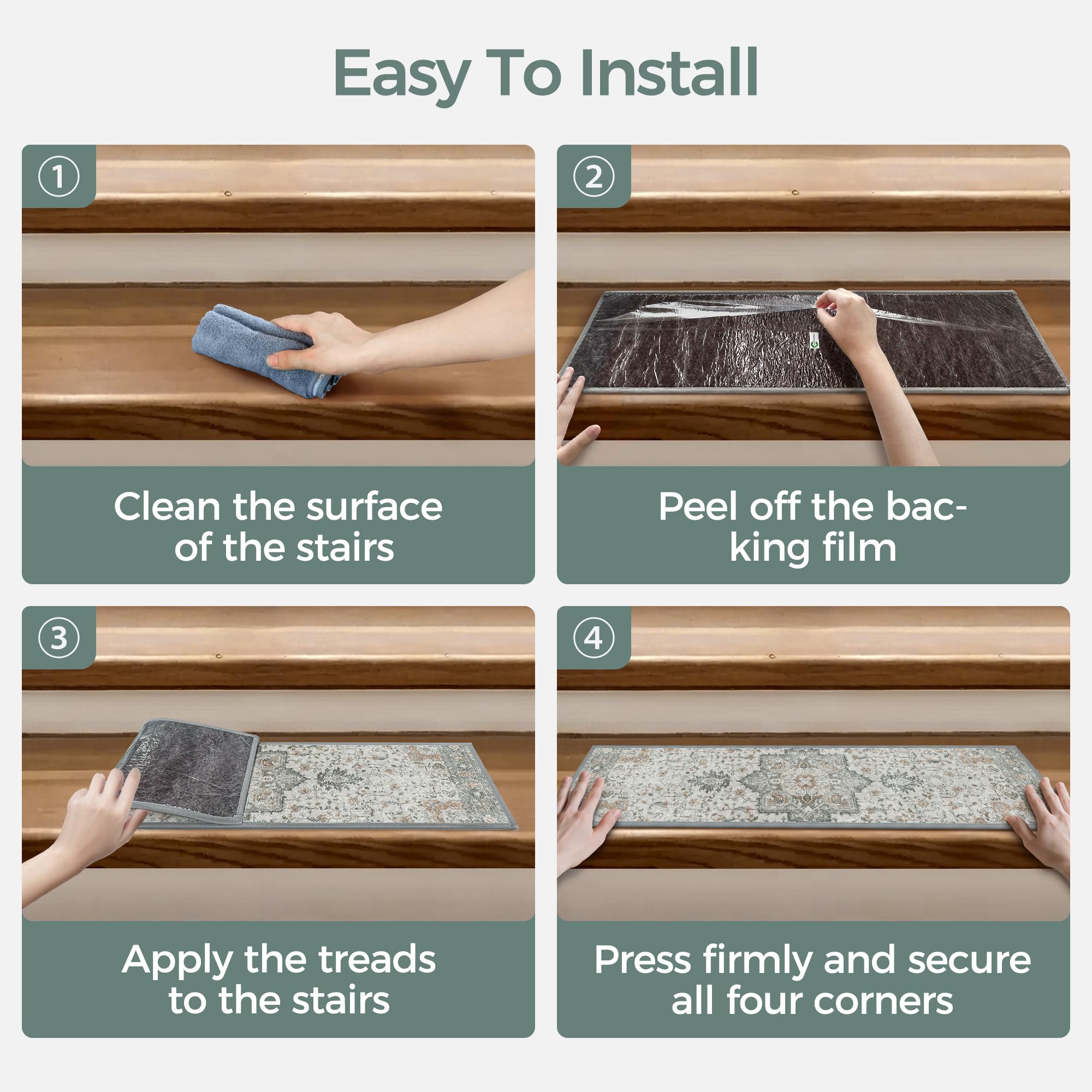 Sarben pet-friendly stair mats help prevent slips for dogs and cats.