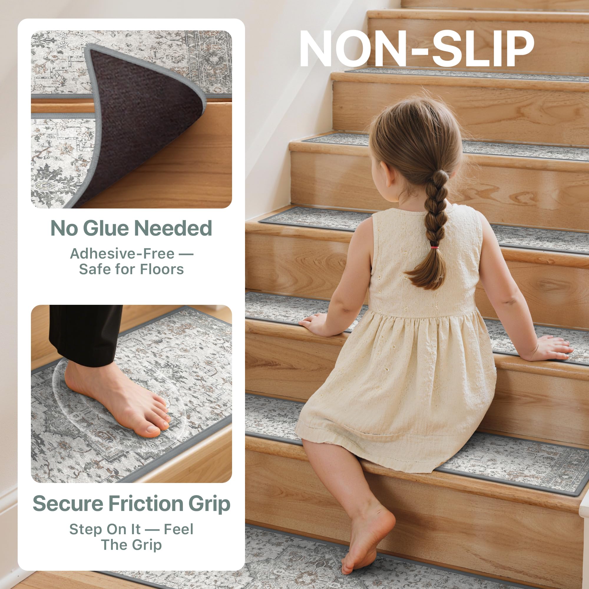 Sarben staircase treads with TPE backing enhance safety with durable, edge-locked construction.
