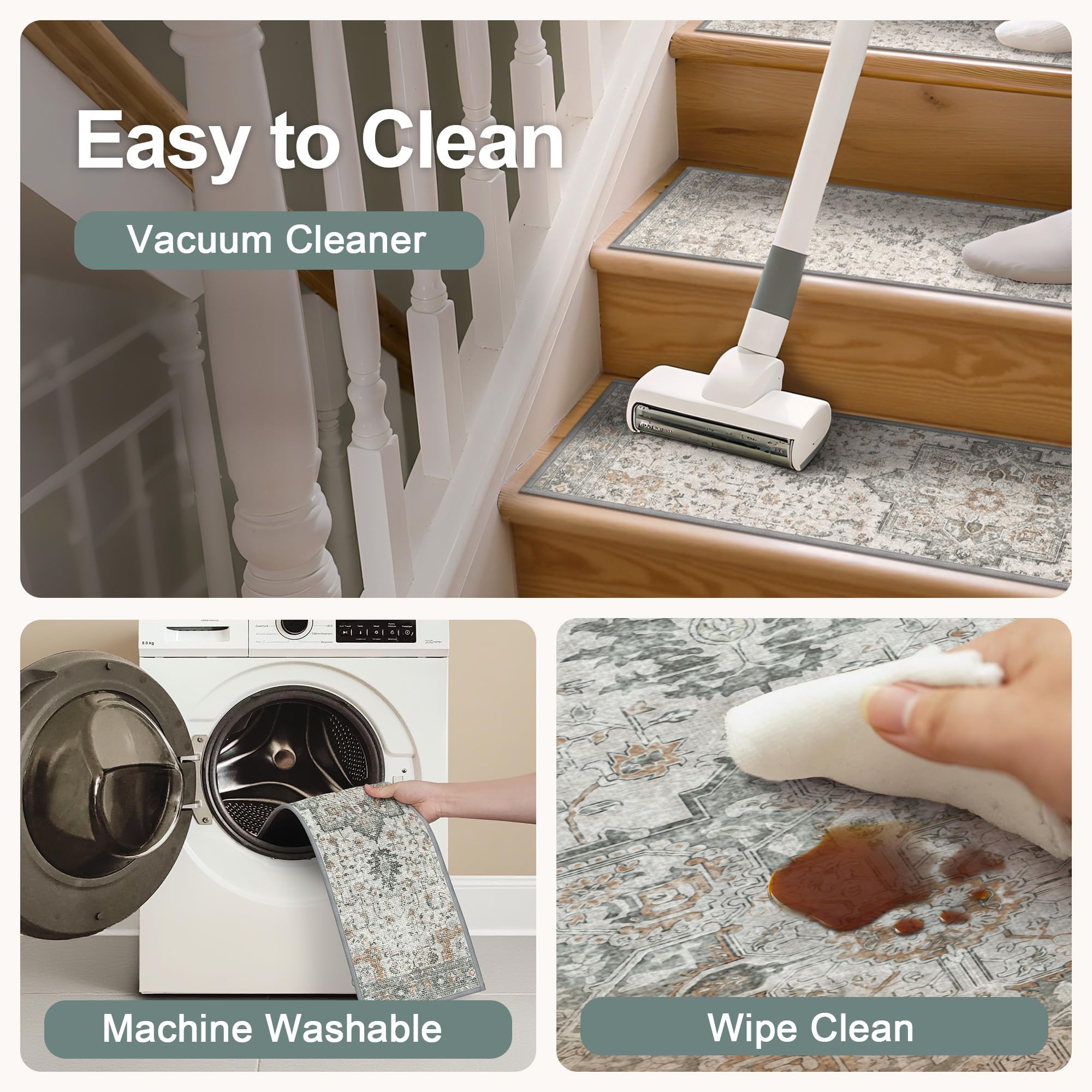 Sarben washable stair carpets withstand machine washing while preserving color and texture.