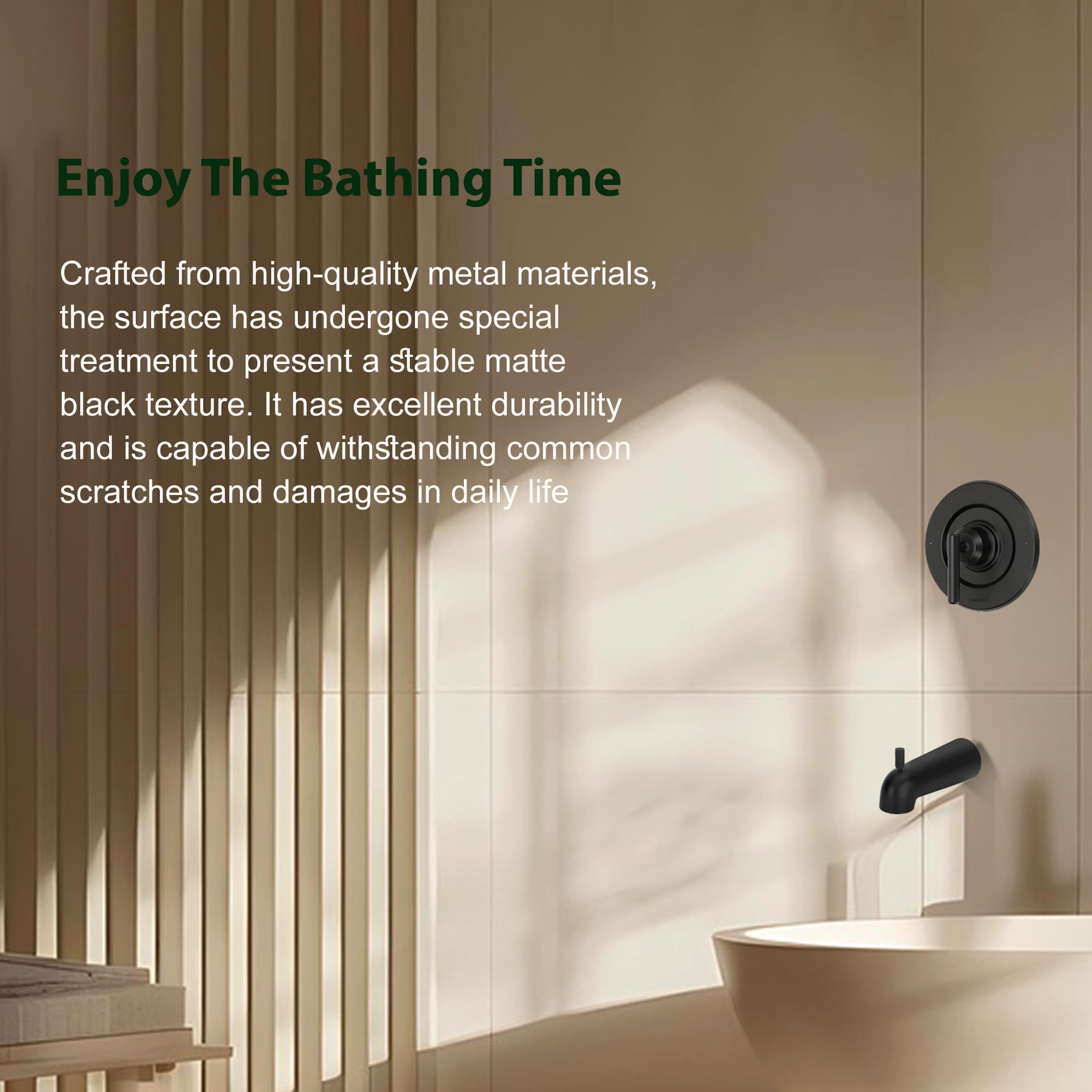 Durable matte-black finish on Saree handle complements modern bathrooms