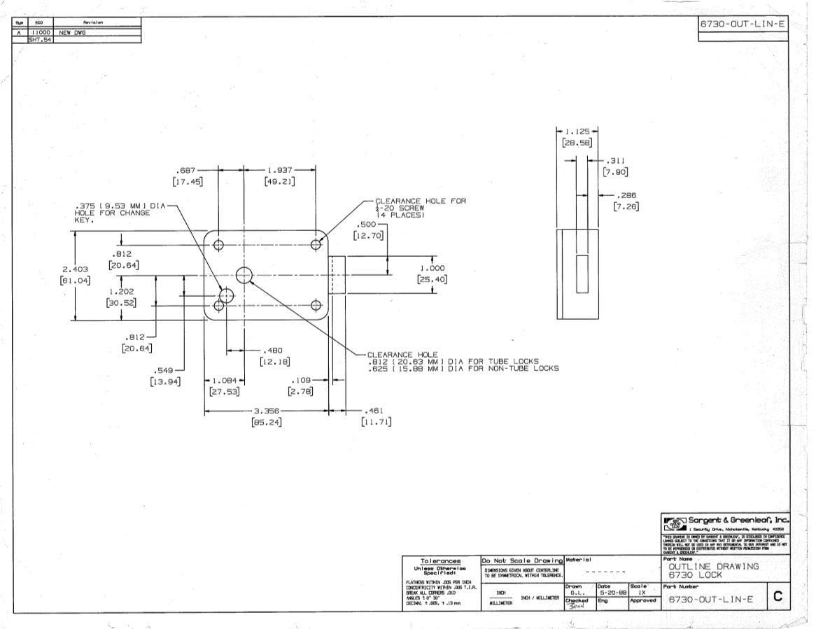 Sargent & Greenleaf 6730-100 package showing all-in-one kit contents