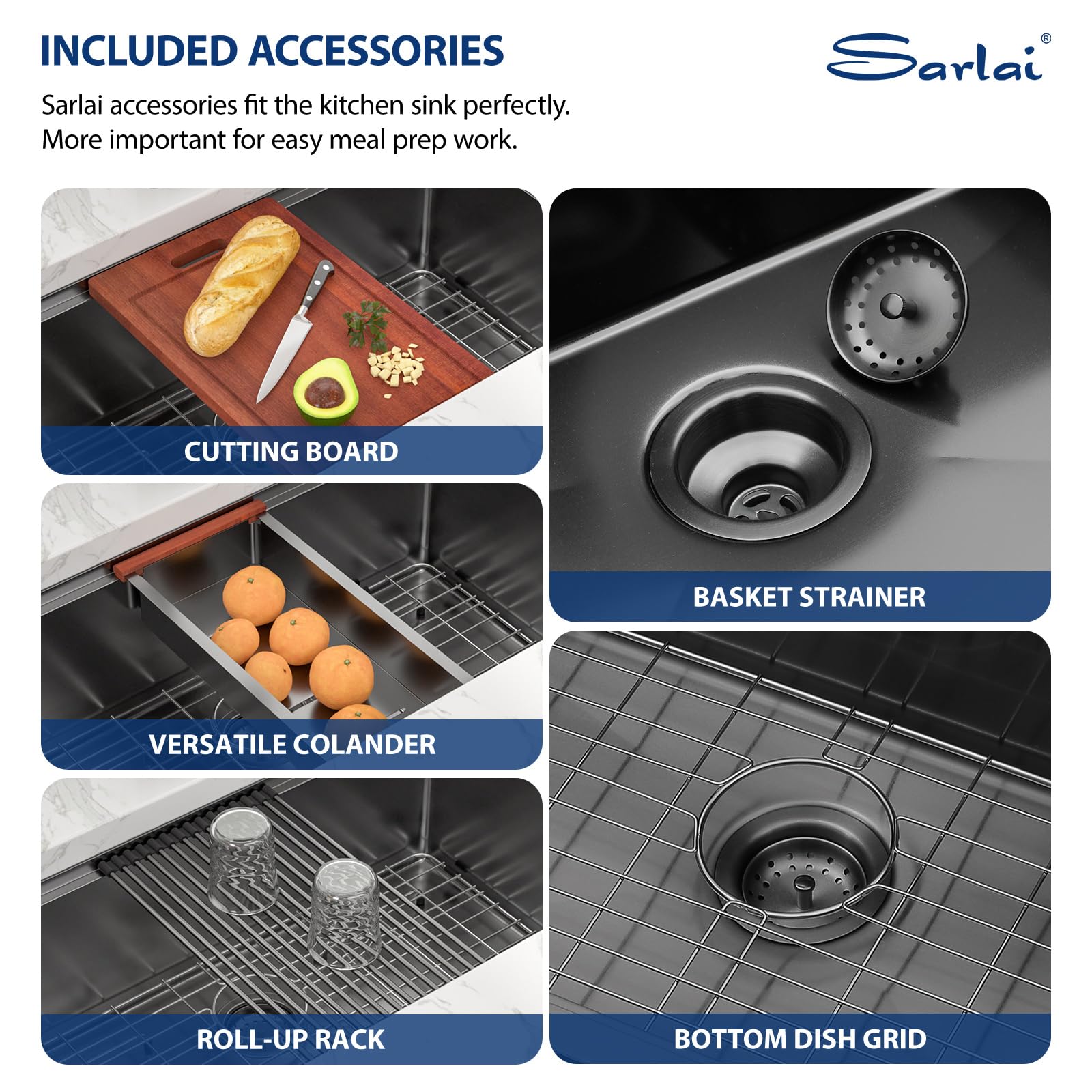 Sarlai 33 bottom rinse grid keeps sink tidy