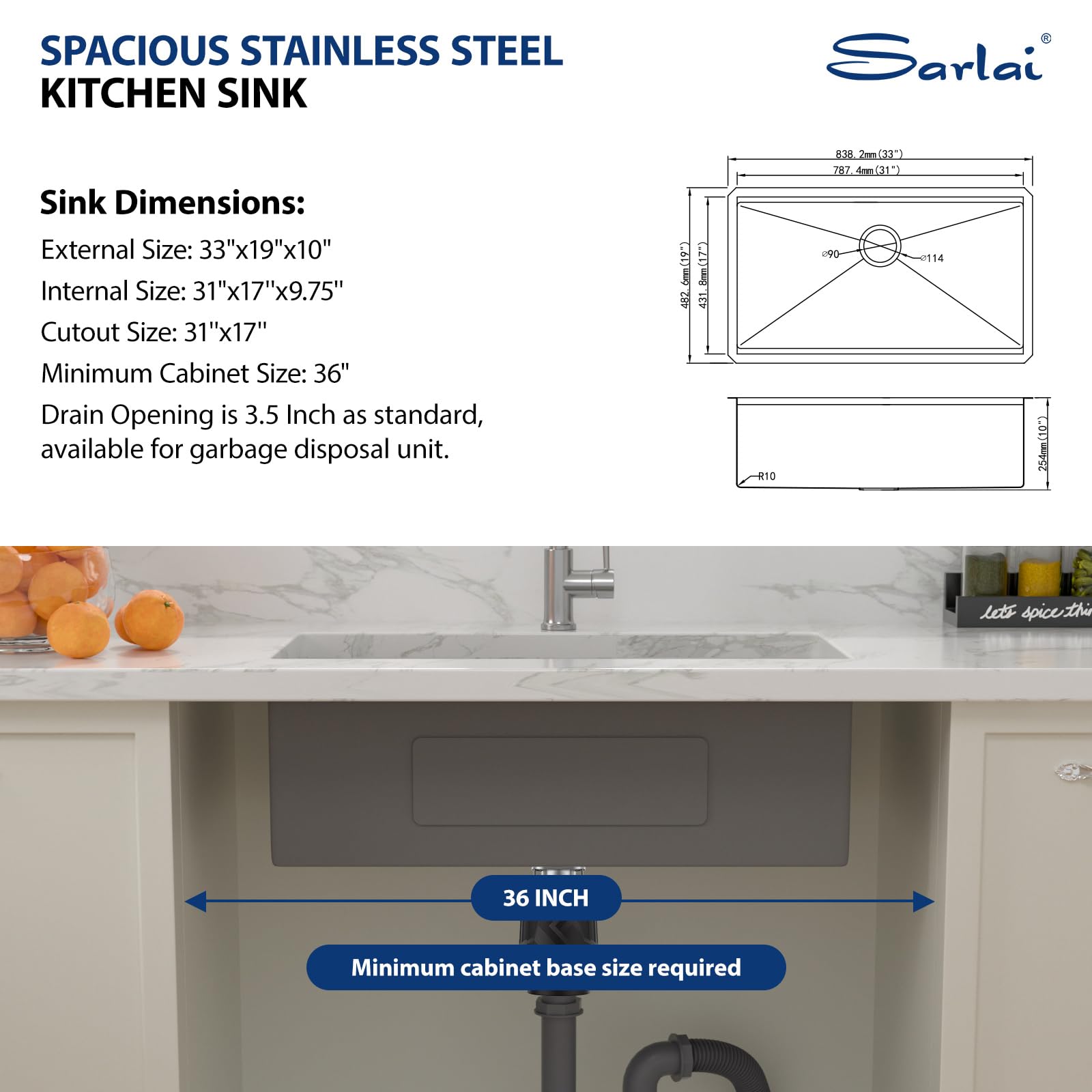 Sarlai 33 heavy undercoating and rubber pads dampen noise