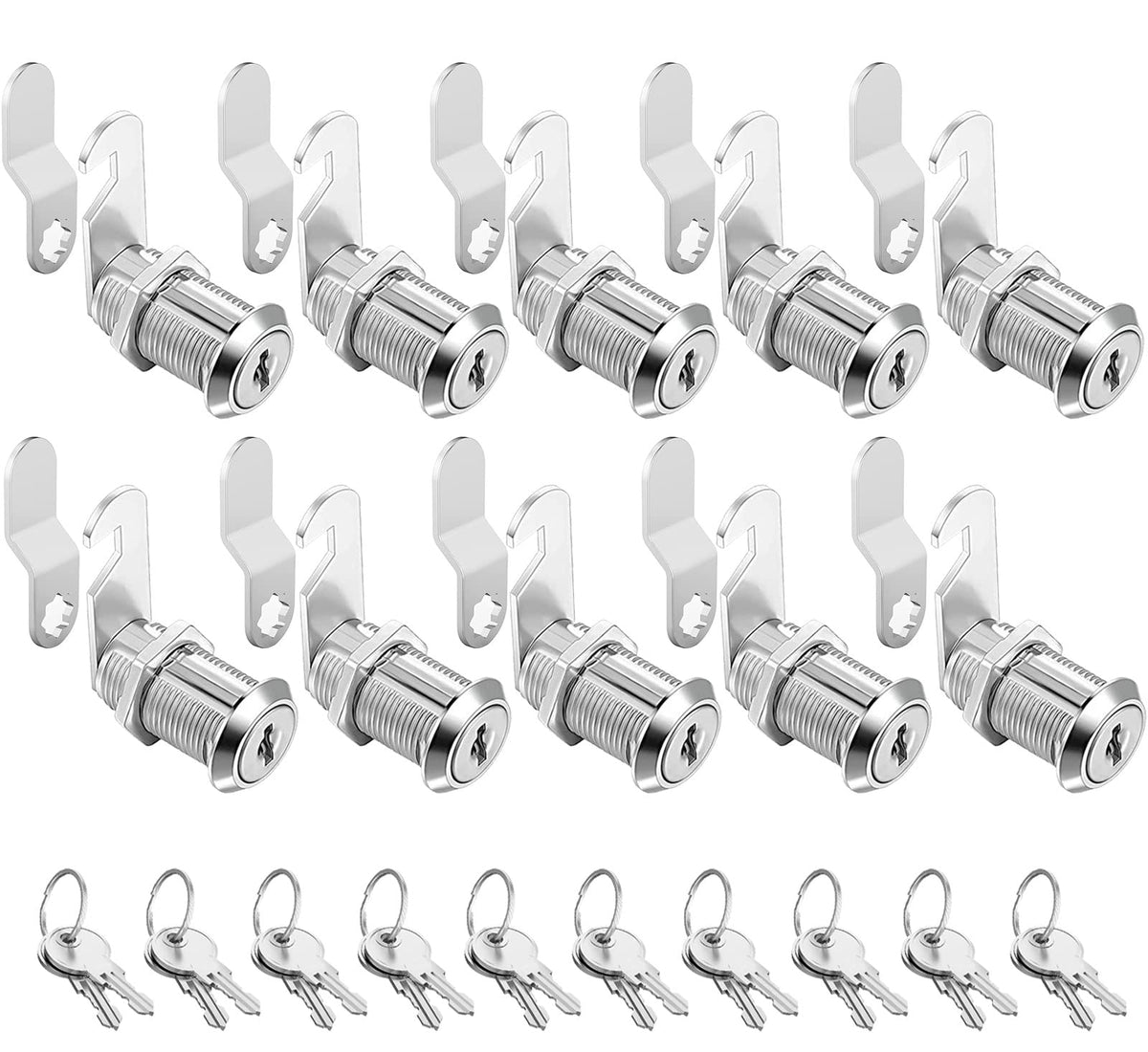 Sartatue cabinet cam lock front view with 1-1/8 inch body for secure panels.
