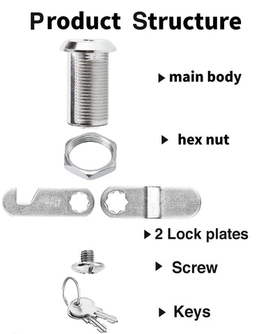Sartatue cam lock packaged set showing ten locks and matching keys.