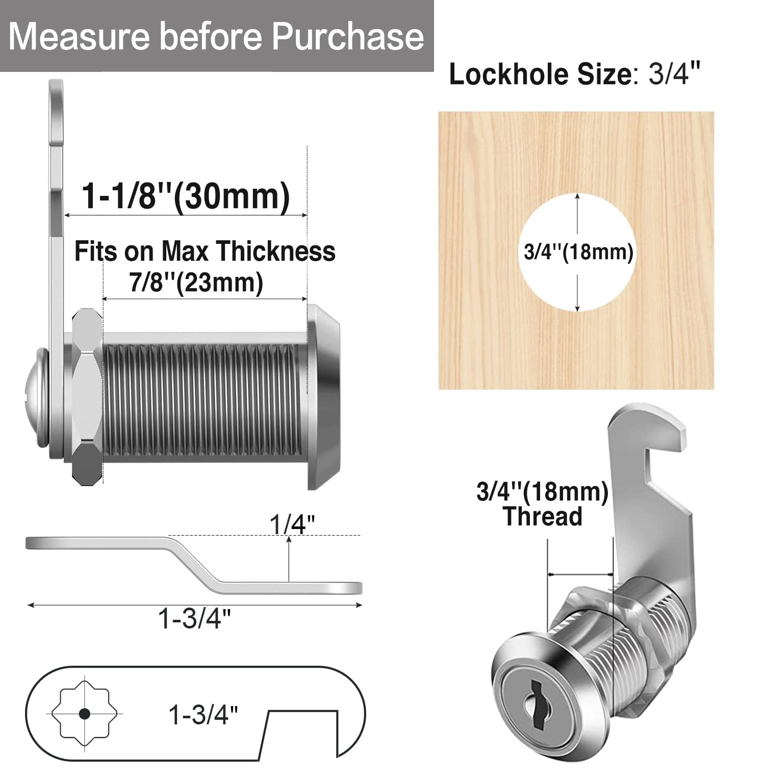 Sartatue cam lock diecast metal construction highlights durable hardware.
