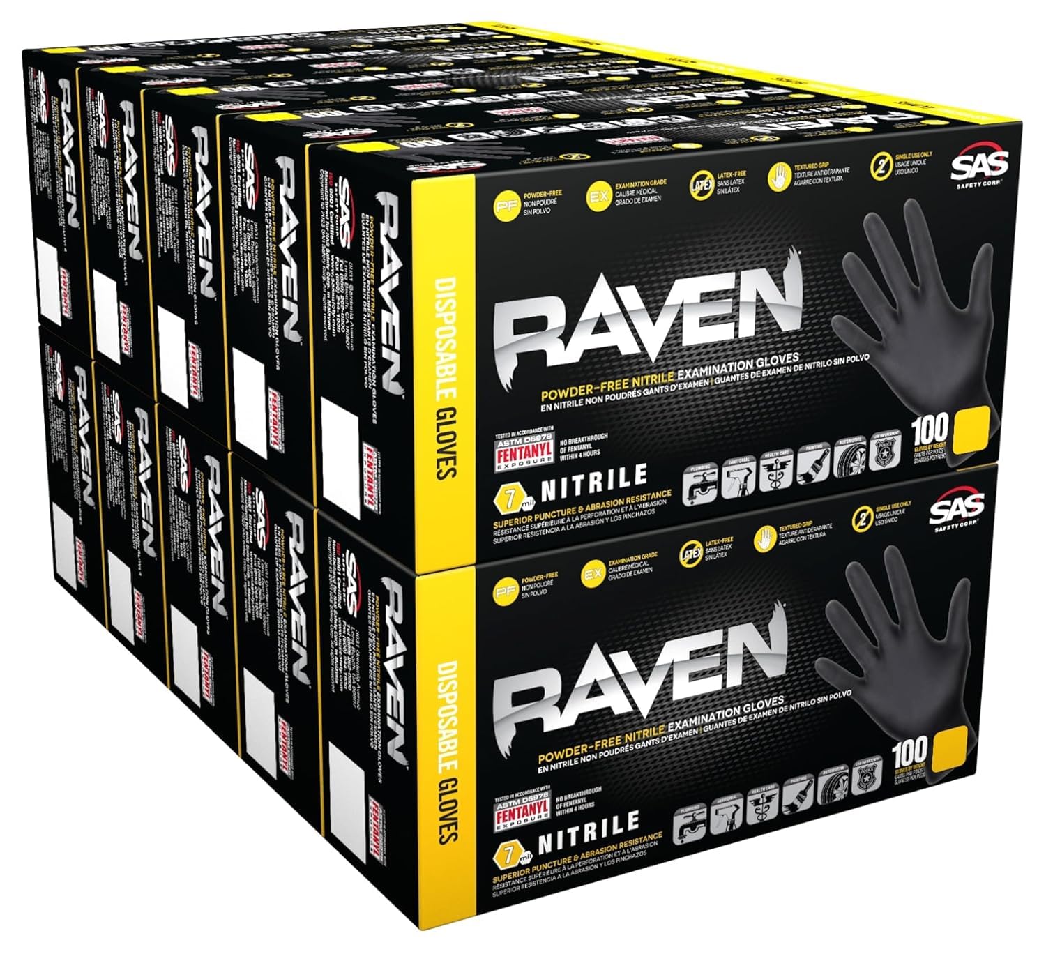 SAS RavenbSafety 66518 box packaging showing easy-to-stock gloves