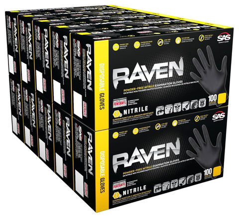 SAS RavenbSafety 66518 box packaging showing easy-to-stock gloves