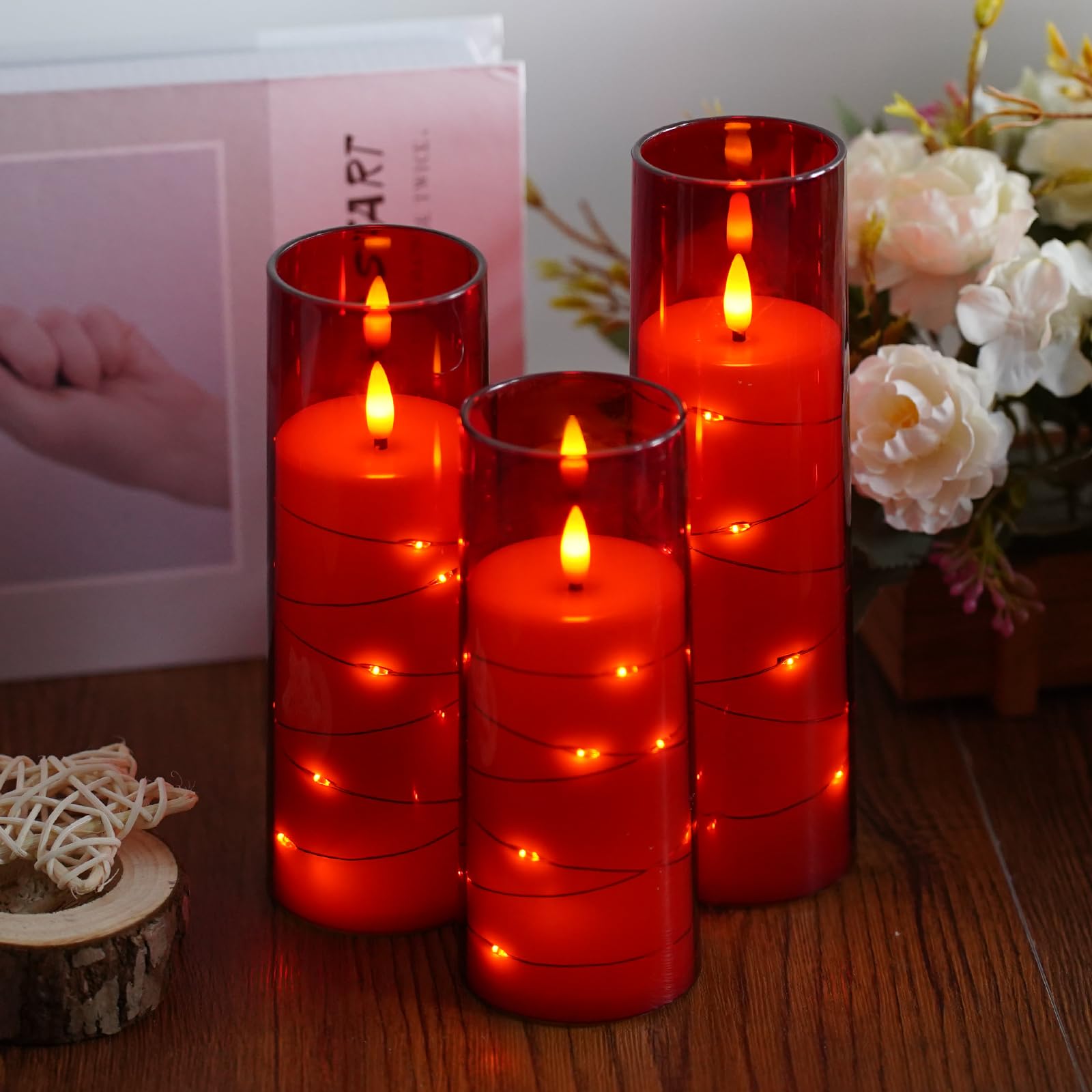 Sasigeiaa flameless candles come with a remote control for easy mood lighting.