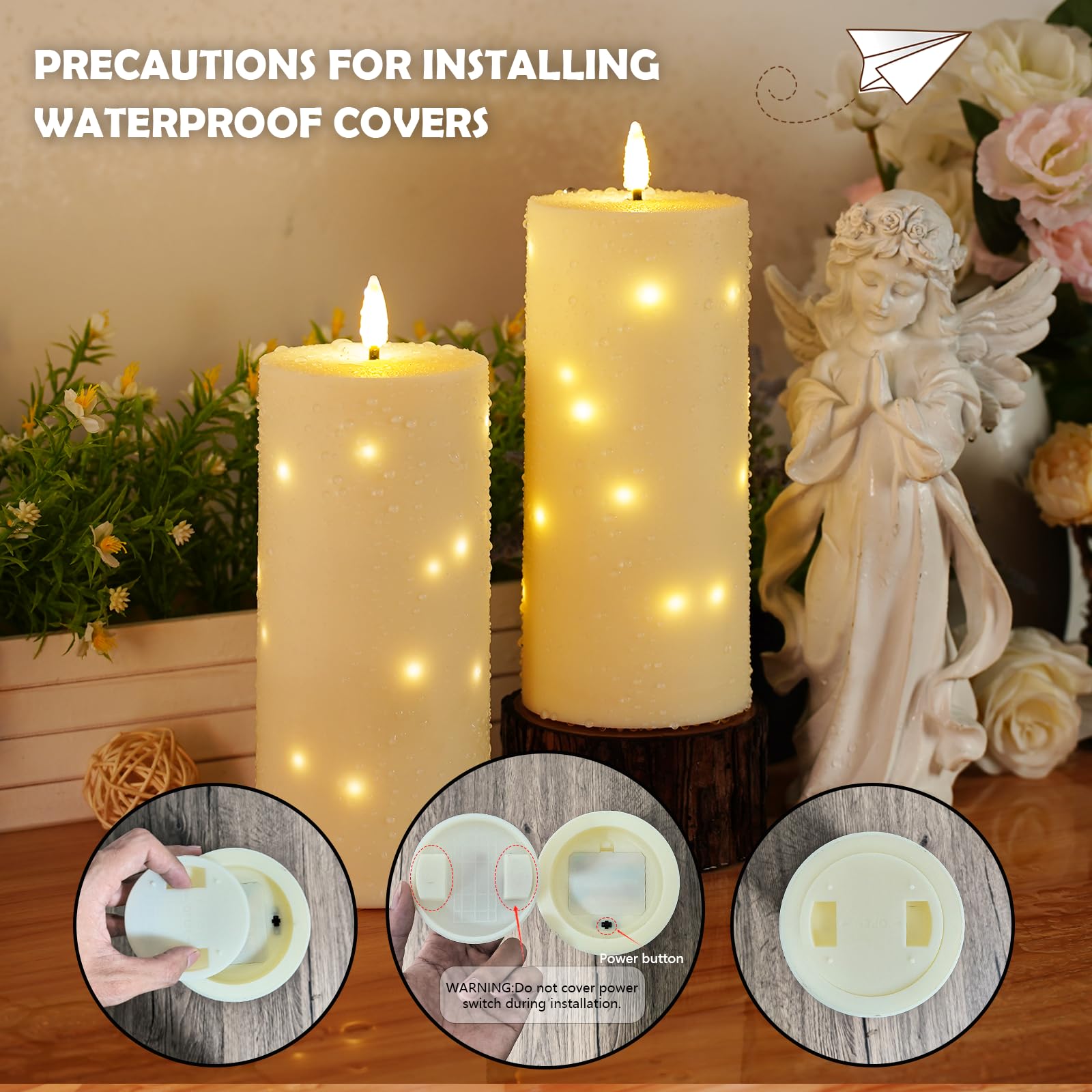 Sasigeiaa ivory 10-inch tall pillars on patio decor