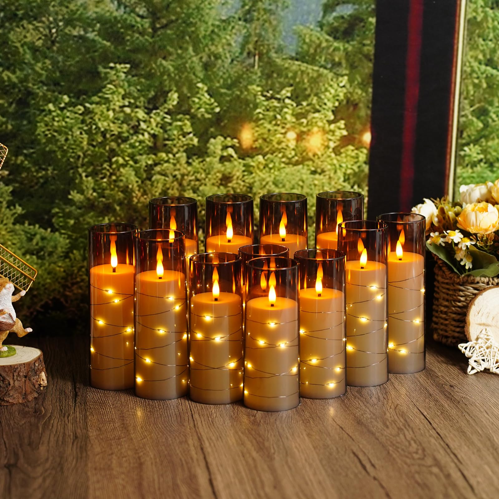 Sasigeiaa remote-control candles offer easy power and dimming for romantic dinners.