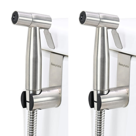 SassyAstra bidet sprayer with 47-inch hose for extended reach and flexible cleaning.