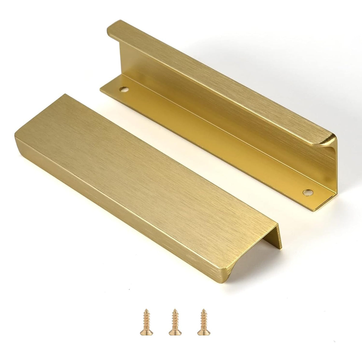 Satanga Edge Finger Tab Pull in brushed brass for smooth cabinet access