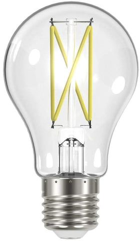 Satco S12414-8 LED A19 bulb with clear glass delivering 2700K warm light for cozy rooms
