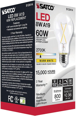 Satco S12414-8 LED A19 six-pack for convenient bulk lighting retrofits