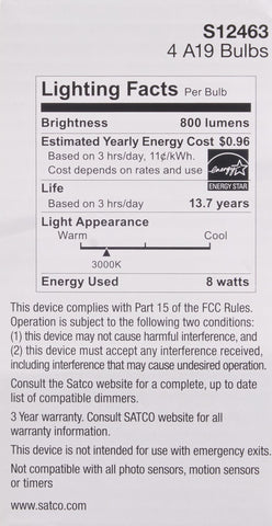 Satco S12463 bulb in a damp kitchen or bathroom fixture.