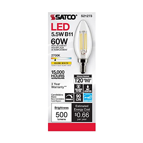 Satco S21273 dimmable clear B11 bulb lets you adjust brightness and mood