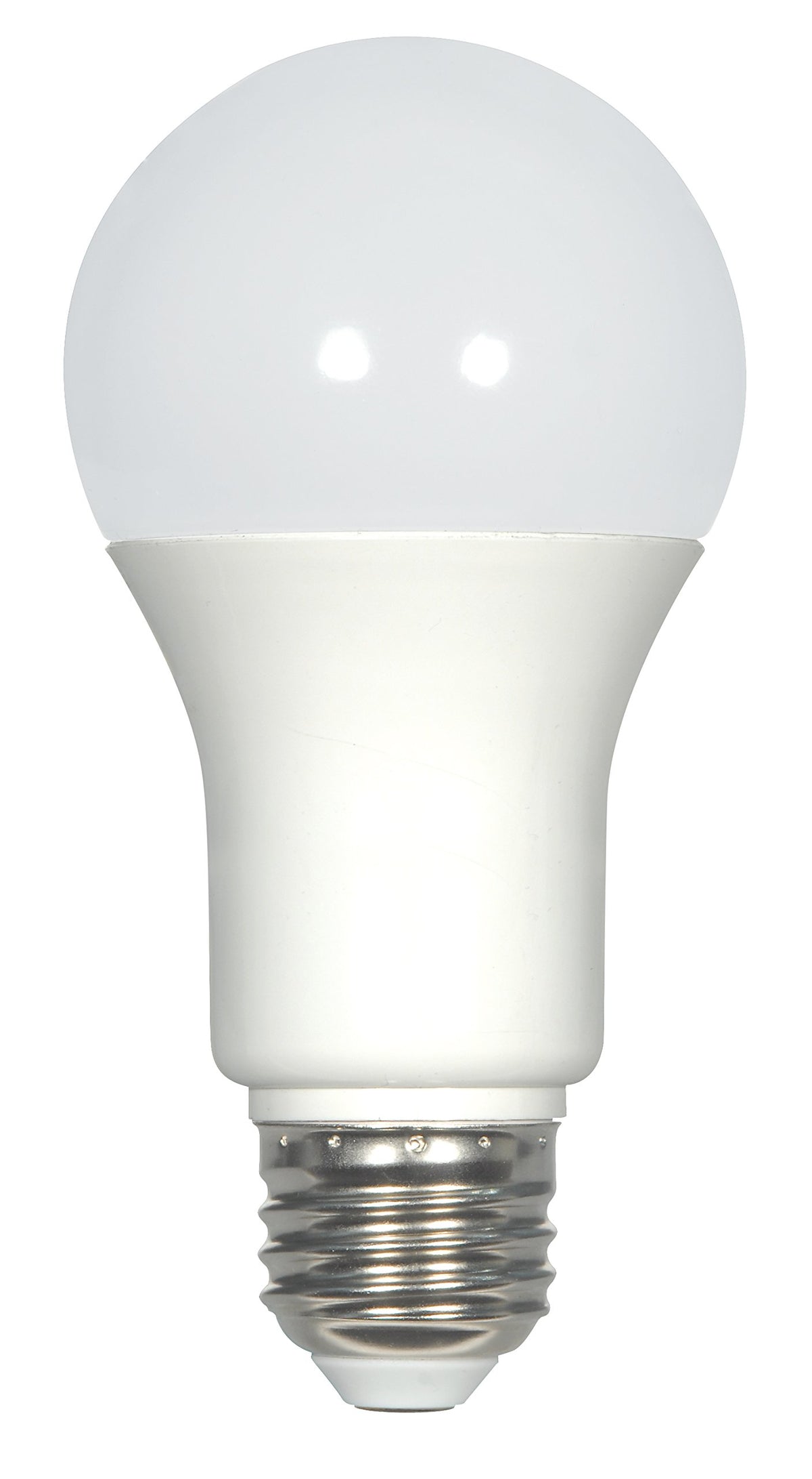 Satco S29835 A19 LED bulb with 2700K warmth and 220° beam, ideal for cozy rooms.