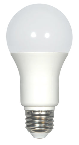 Satco S29835 A19 LED bulb with 2700K warmth and 220° beam, ideal for cozy rooms.