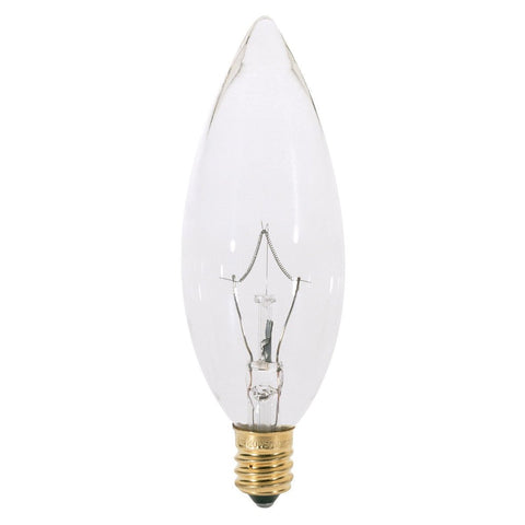 Satco S3282 torpedo bulb delivers 25W clear illumination for decorative fixtures and ambient lighting