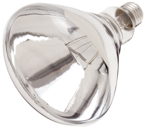 Satco S4999-250R40 Clear Heat Lamp bulb delivering warm, steady heat for kitchens.