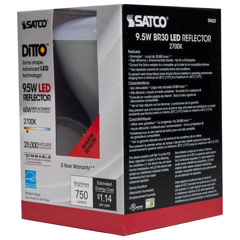 Satco S9620 BR30 LED with 25,000-hour life for long-lasting illumination