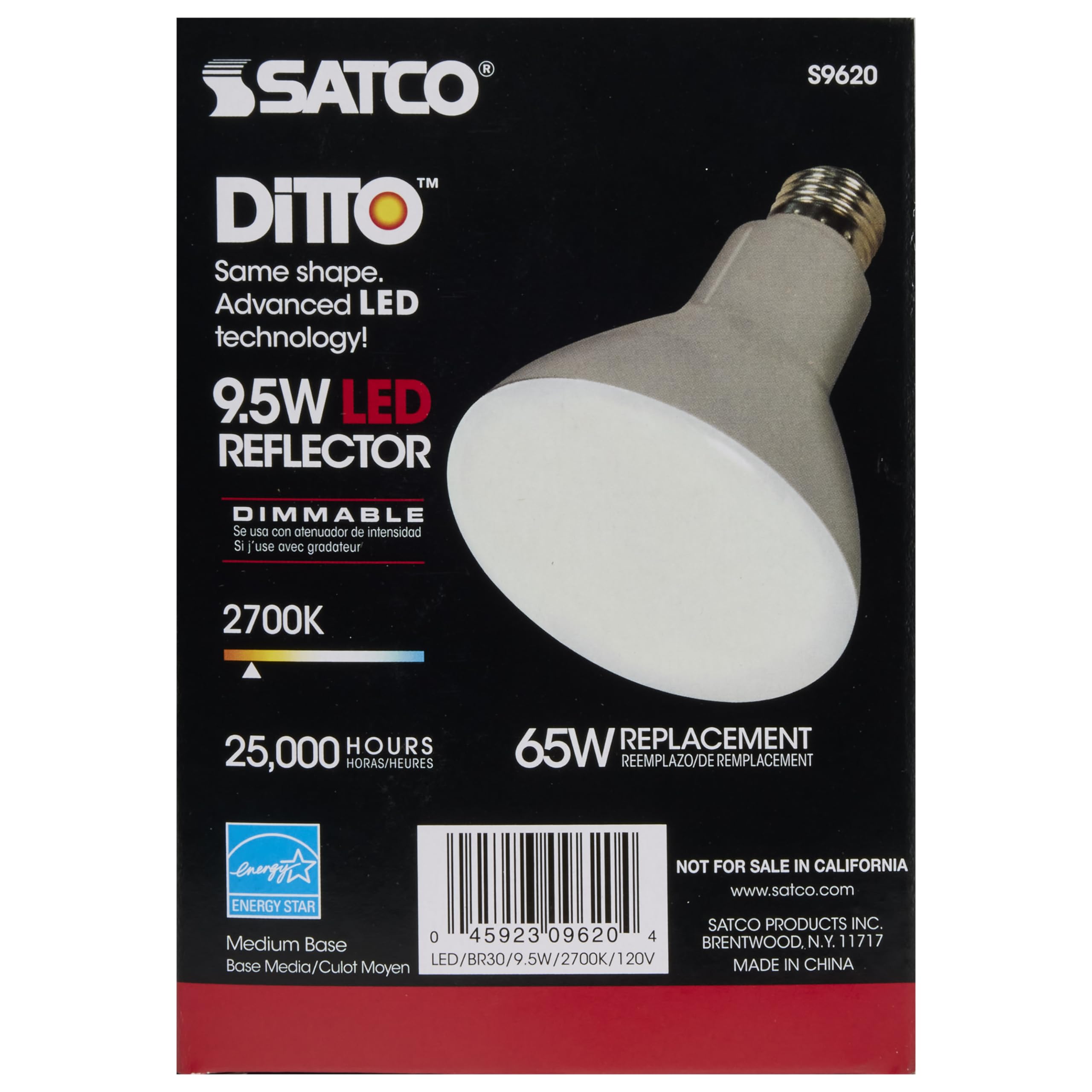 Satco S9620 BR30 LED ENERGY STAR rated for efficient operation